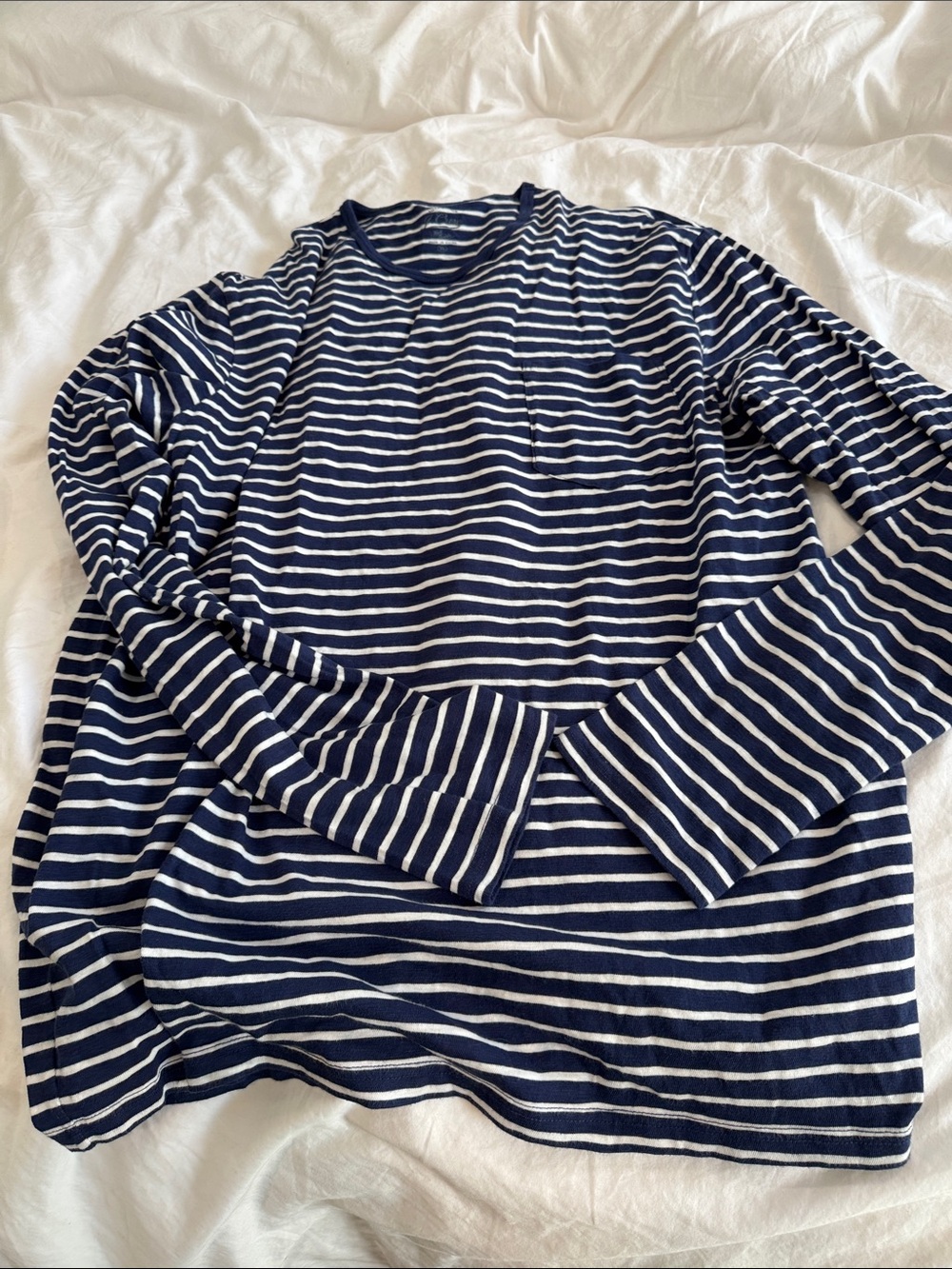 J. Crew Navy and White Striped Long-Sleeve Crewneck